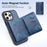 For iPhone 16 Pro Magnetic Case Leather Back Phone Cover with Detachable Card Bag - Sapphire - 3