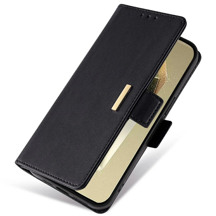 For OnePlus Ace 3 5G  /  12R 5G Leather Wallet Case RFID Blocking Stand Cover with Hand Strap - Black - 4