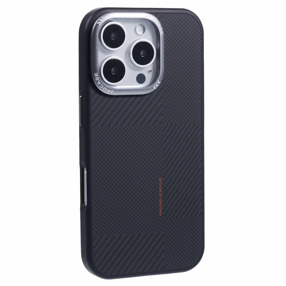 JAUCASE For iPhone 16 Pro Case PC+TPU Textured Phone Cover Compatible with MagSafe - Grey - 1