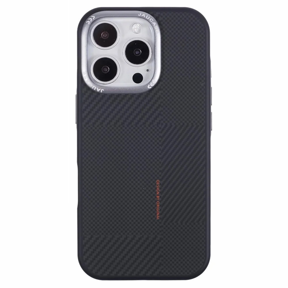 JAUCASE For iPhone 16 Pro Case PC+TPU Textured Phone Cover Compatible with MagSafe - Grey - 3
