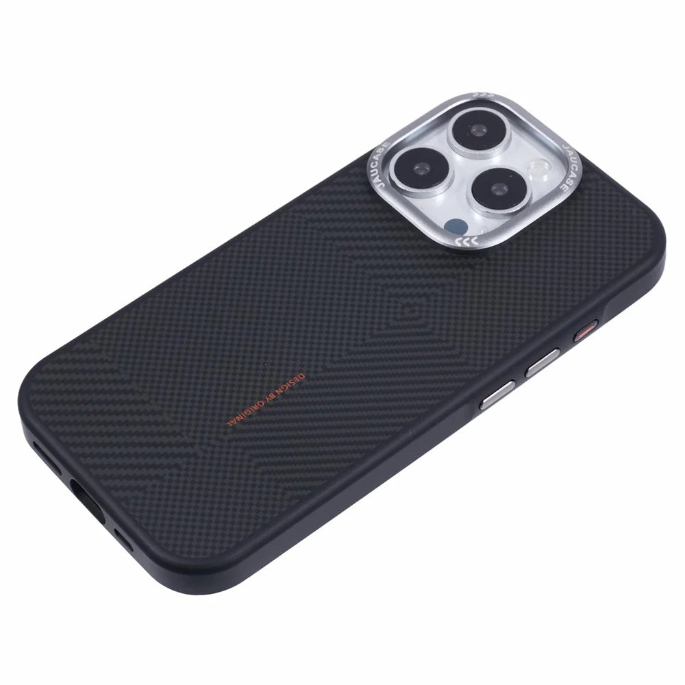 JAUCASE For iPhone 16 Pro Case PC+TPU Textured Phone Cover Compatible with MagSafe - Grey - 6
