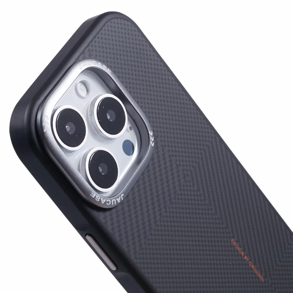 JAUCASE For iPhone 16 Pro Case PC+TPU Textured Phone Cover Compatible with MagSafe - Grey - 7