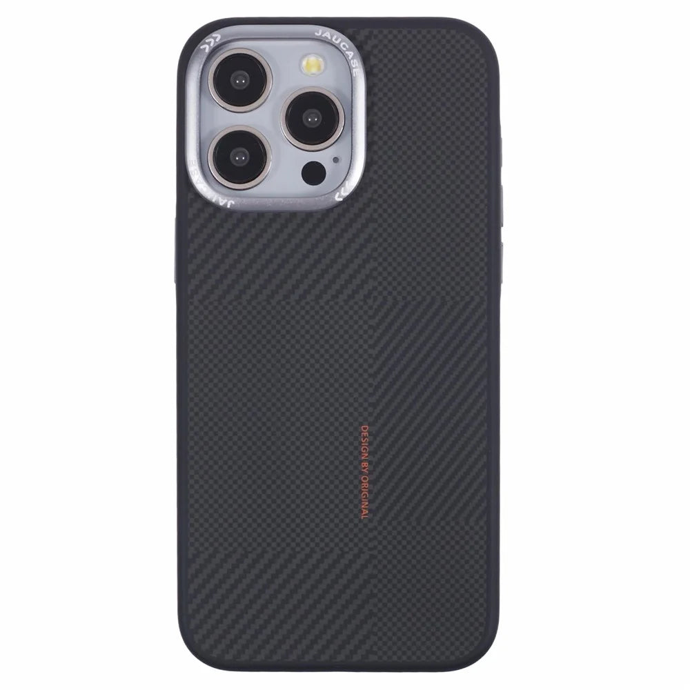 JAUCASE For iPhone 15 Pro Max Case PC+TPU Textured Phone Cover Compatible with MagSafe - Grey - 3