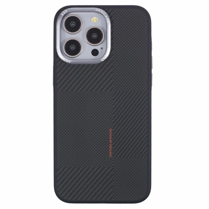 JAUCASE For iPhone 15 Pro Max Case PC+TPU Textured Phone Cover Compatible with MagSafe - Grey - 3