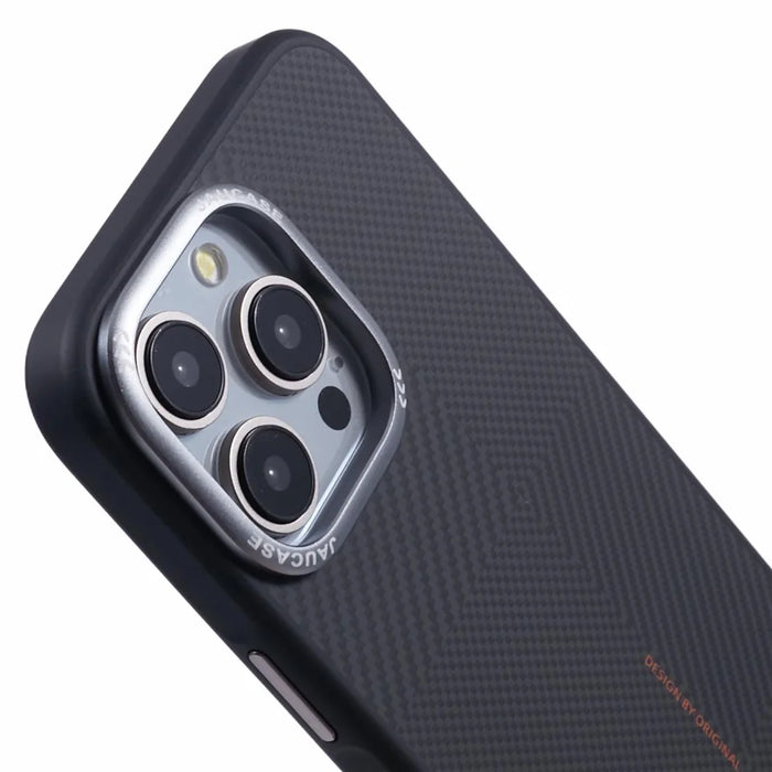 JAUCASE For iPhone 15 Pro Max Case PC+TPU Textured Phone Cover Compatible with MagSafe - Grey - 7