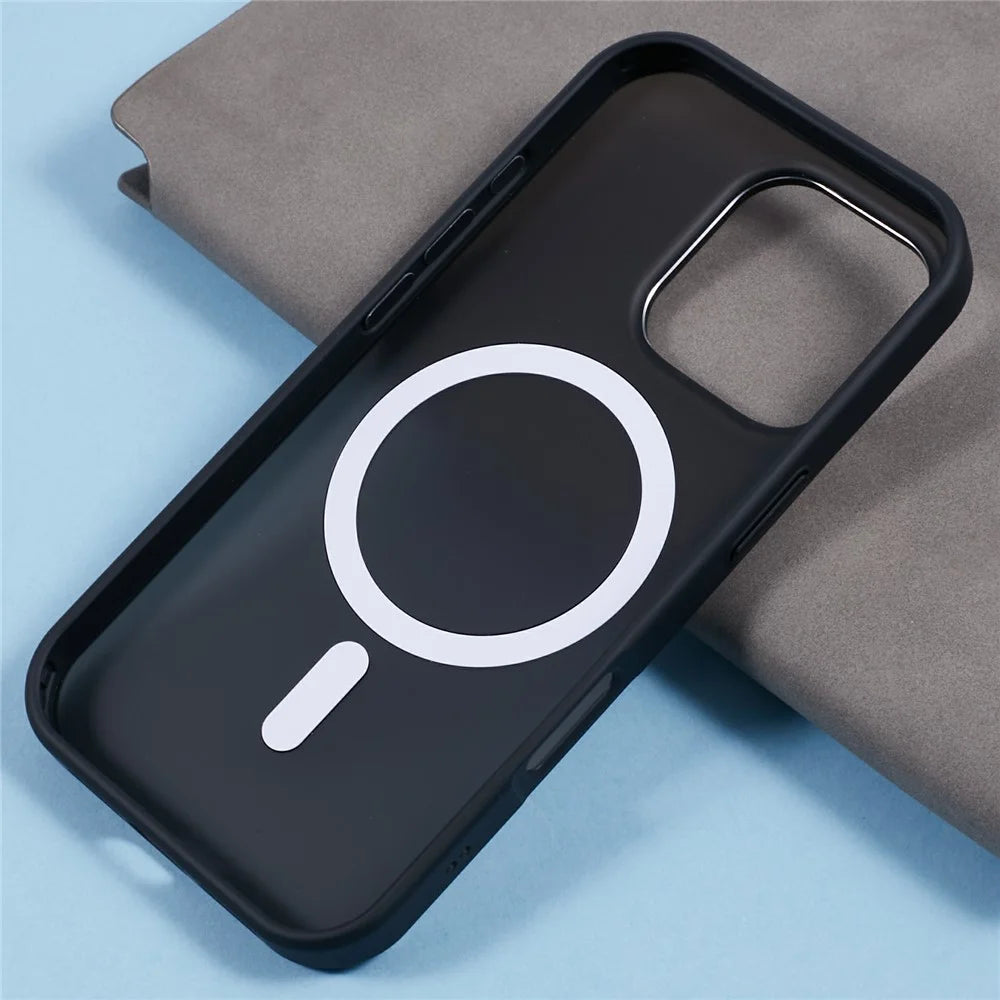 JAUCASE For iPhone 16 Pro Magnetic Case PC+TPU Cover Compatible with MagSafe - Black - 6