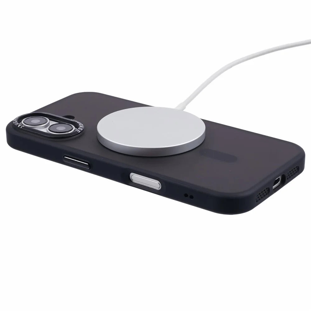 JAUCASE For iPhone 16 Magnetic Case PC+TPU Cover Compatible with MagSafe - Black - 4