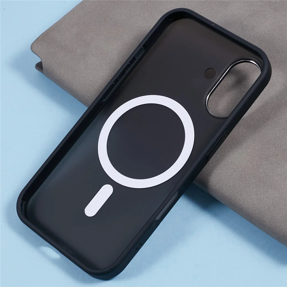 JAUCASE For iPhone 16 Magnetic Case PC+TPU Cover Compatible with MagSafe - Black - 6