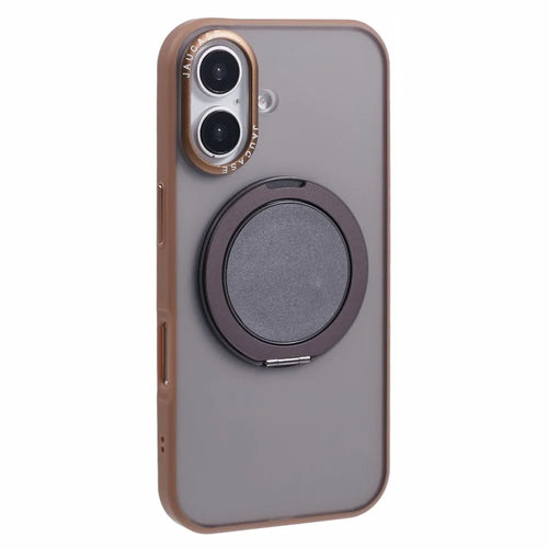 JAUCASE For iPhone 16 Case Rotary Kickstand PC+TPU Phone Cover Compatible with MagSafe - Gold - 1