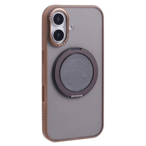 JAUCASE For iPhone 16 Case Rotary Kickstand PC+TPU Phone Cover Compatible with MagSafe - Gold - 1