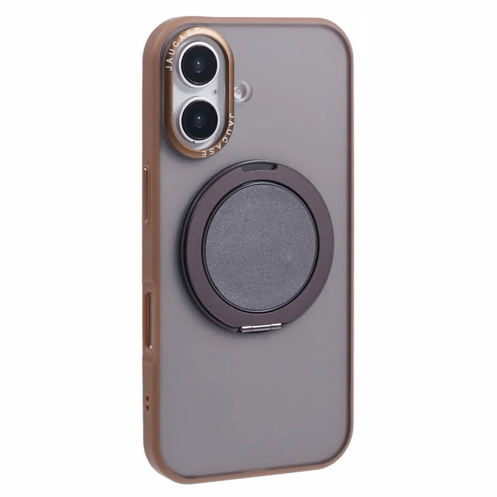 JAUCASE For iPhone 16 Case Rotary Kickstand PC+TPU Phone Cover Compatible with MagSafe - Gold - 1