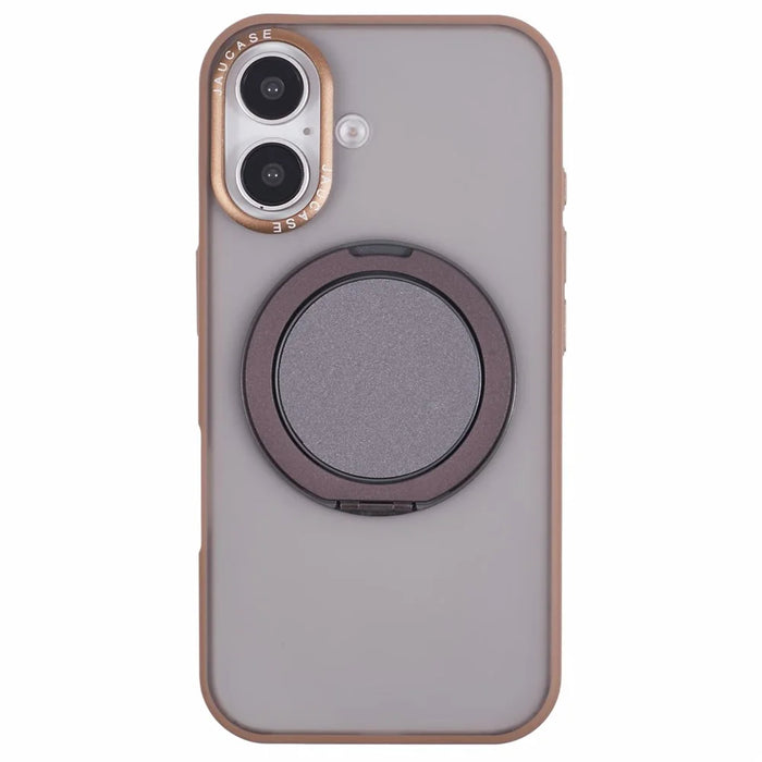 JAUCASE For iPhone 16 Case Rotary Kickstand PC+TPU Phone Cover Compatible with MagSafe - Gold - 3