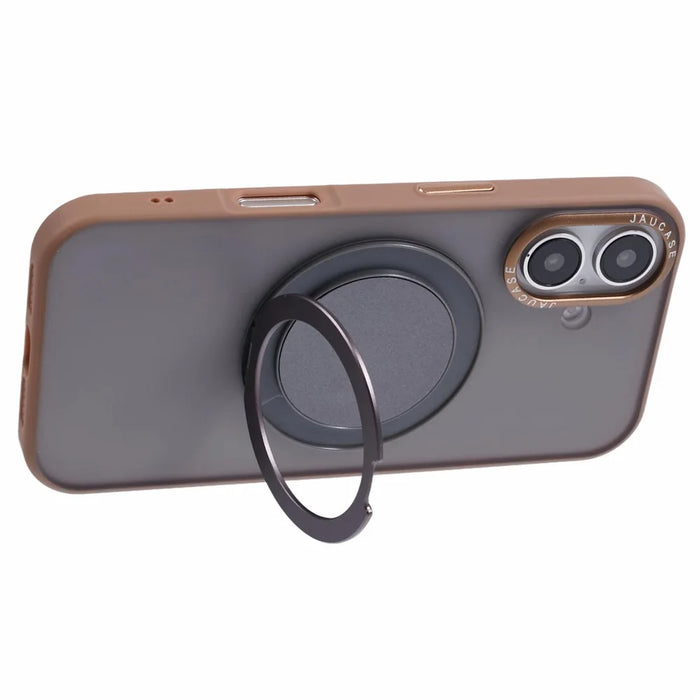 JAUCASE For iPhone 16 Case Rotary Kickstand PC+TPU Phone Cover Compatible with MagSafe - Gold - 4
