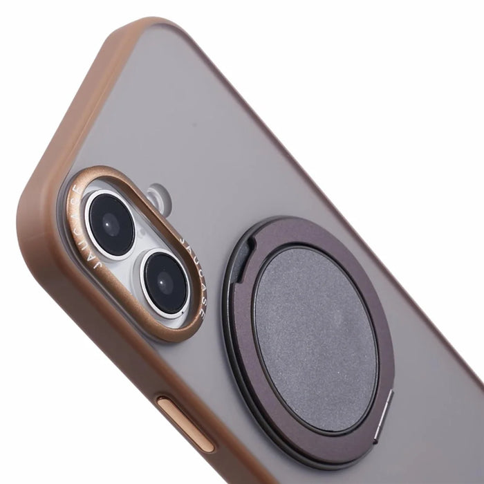 JAUCASE For iPhone 16 Case Rotary Kickstand PC+TPU Phone Cover Compatible with MagSafe - Gold - 6