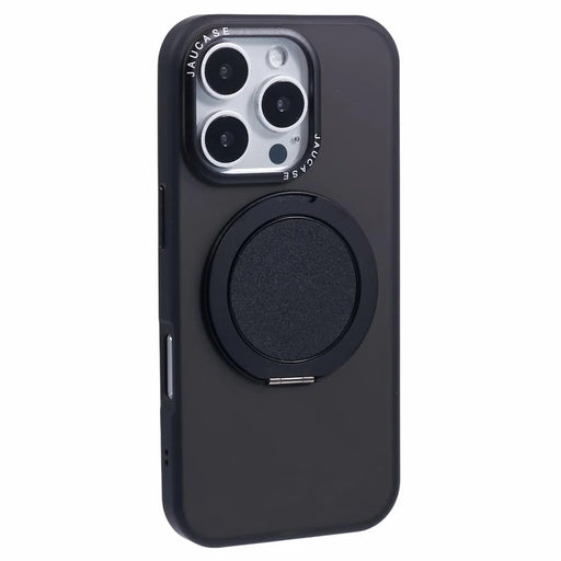 JAUCASE For iPhone 16 Pro Case Rotary Kickstand PC+TPU Phone Cover Compatible with MagSafe - Black - 1