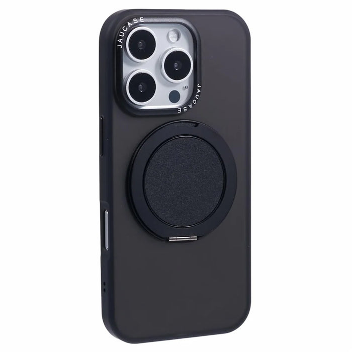 JAUCASE For iPhone 16 Pro Case Rotary Kickstand PC+TPU Phone Cover Compatible with MagSafe - Black - 1