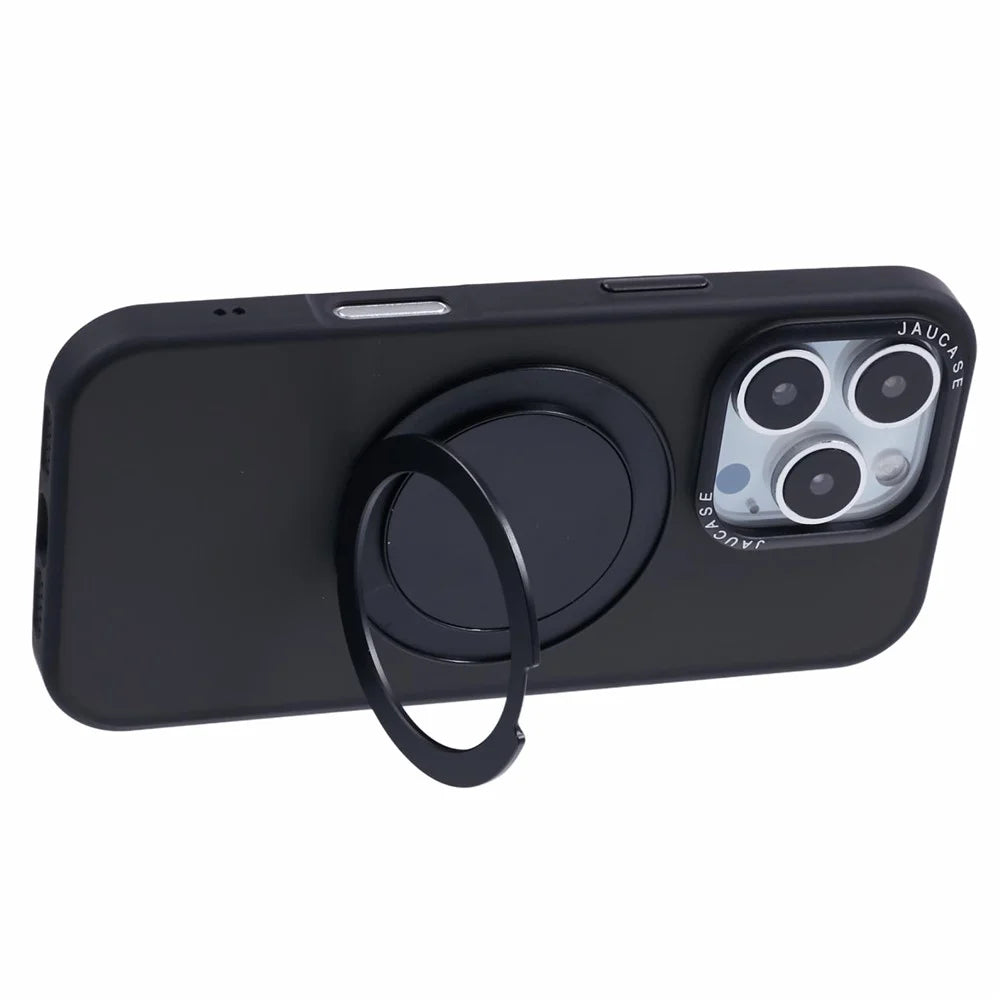 JAUCASE For iPhone 16 Pro Case Rotary Kickstand PC+TPU Phone Cover Compatible with MagSafe - Black - 4