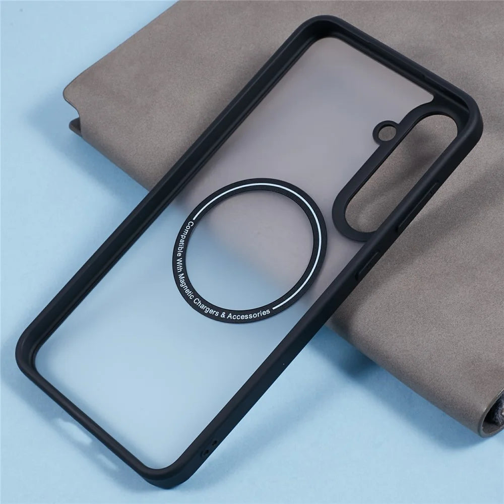 X-LEVEL For Samsung Galaxy S24 FE Magnetic Case PC+TPU Matte Anti-Drop Cell Phone Cover - Black - 4