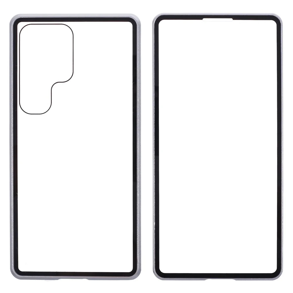 For Samsung Galaxy S25 Ultra Full Body Case Magnetic Tempered Glass Double-Sided Phone Case - Silver - 2
