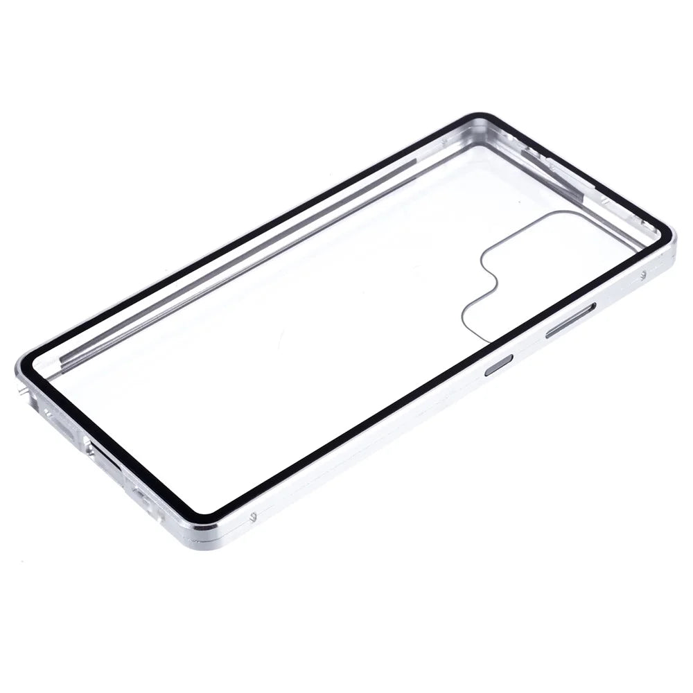 For Samsung Galaxy S25 Ultra Full Body Case Magnetic Tempered Glass Double-Sided Phone Case - Silver - 4