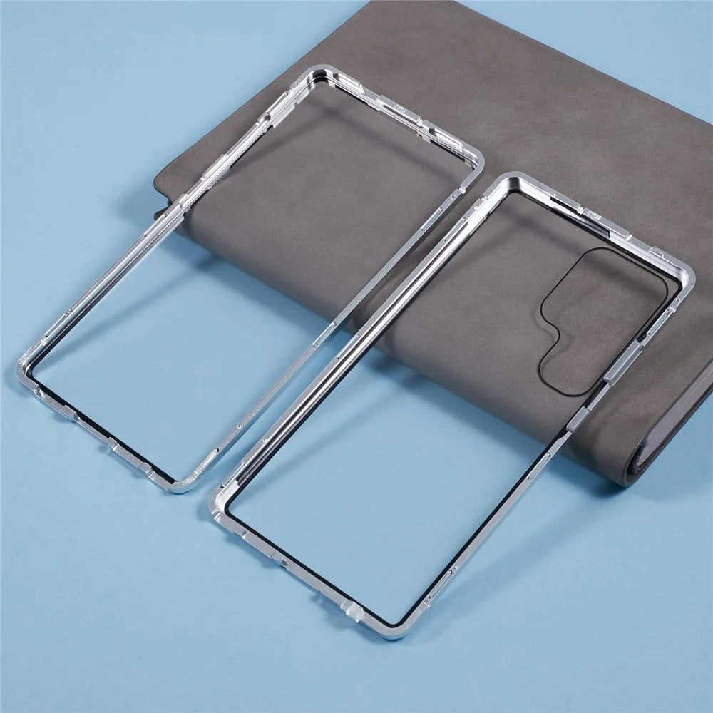 For Samsung Galaxy S25 Ultra Full Body Case Magnetic Tempered Glass Double-Sided Phone Case - Silver - 5