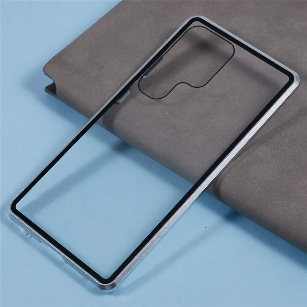 For Samsung Galaxy S25 Ultra Full Body Case Magnetic Tempered Glass Double-Sided Phone Case - Silver - 7