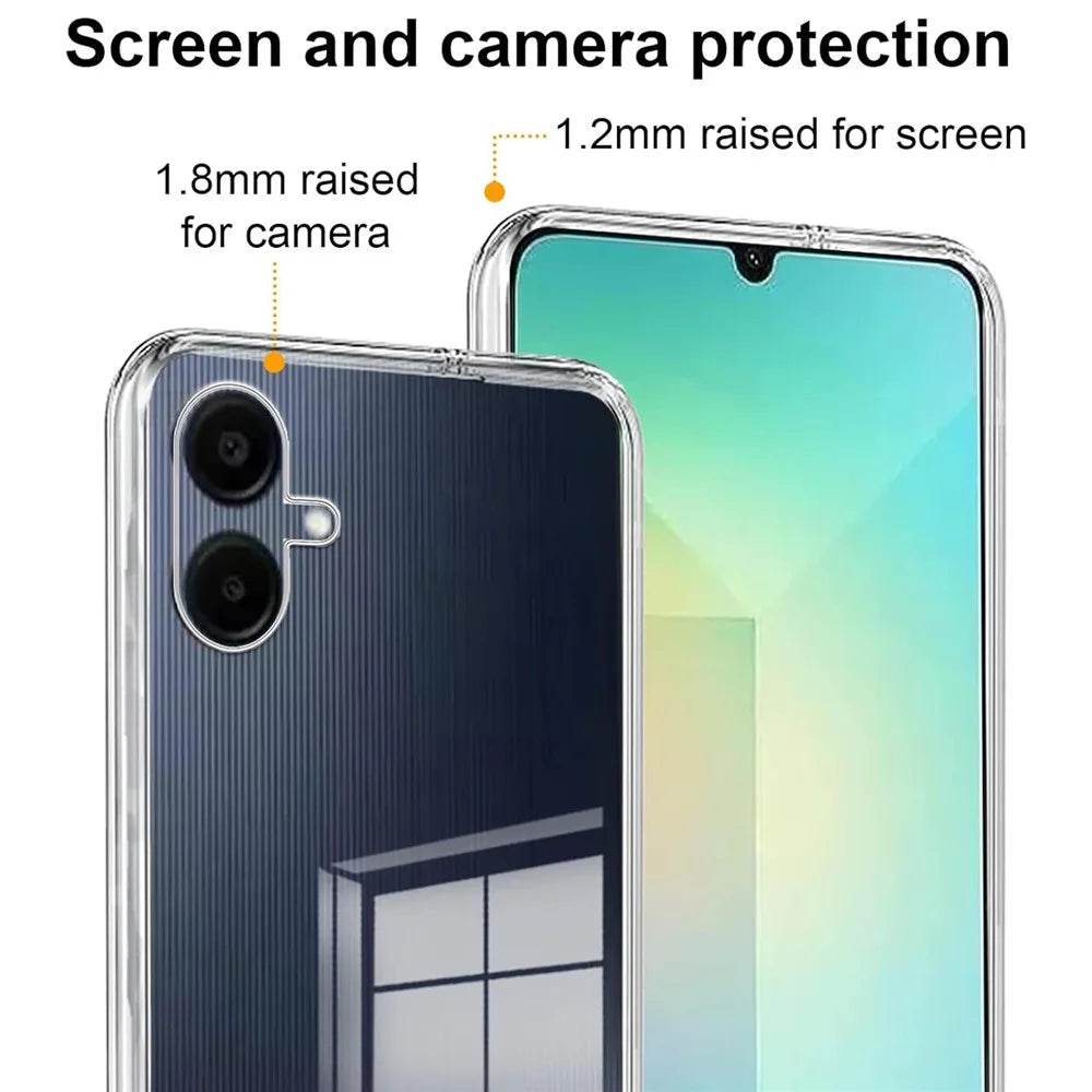 For Samsung Galaxy A06 4G Case TPU Clear Phone Cover + 3PCS Tempered Glass Screen Film 2.5D Arc Edge - 3