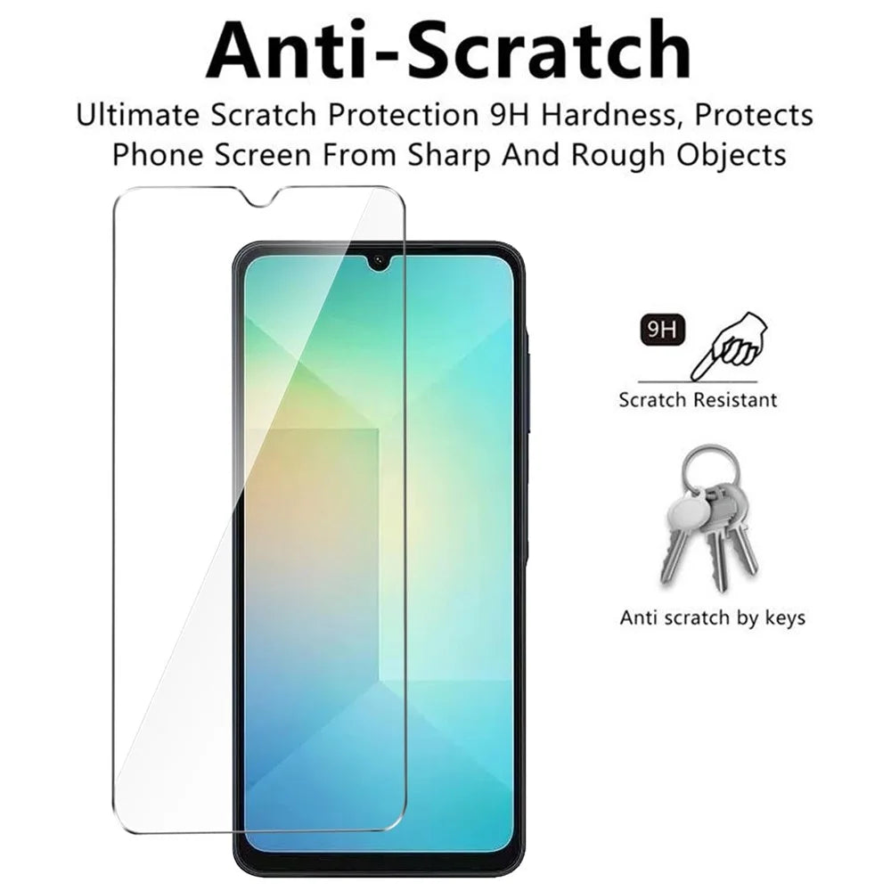 For Samsung Galaxy A06 4G Case TPU Clear Phone Cover + 3PCS Tempered Glass Screen Film 2.5D Arc Edge - 4