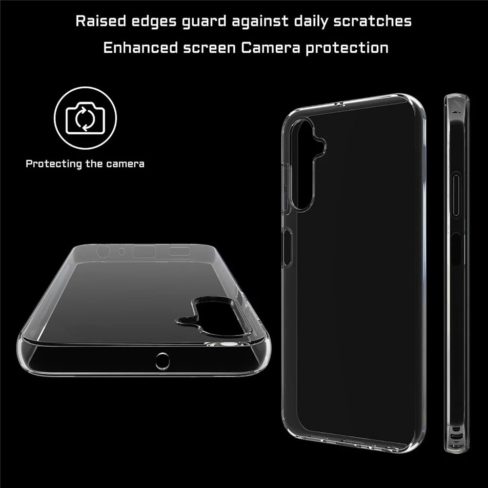 For Samsung Galaxy S23 FE Clear TPU Anti-Scratch Phone Case + 2.5D Arc Edge Screen Protector - 3