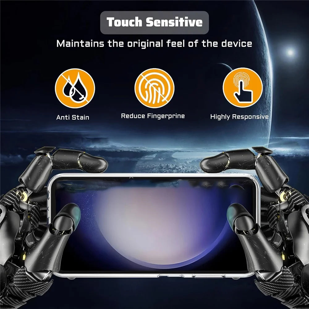 For Samsung Galaxy S23 FE Clear TPU Anti-Scratch Phone Case + 2.5D Arc Edge Screen Protector - 5