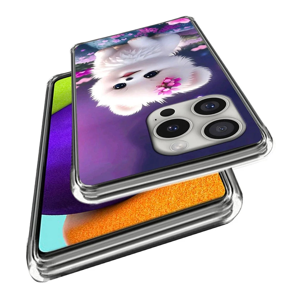 For iPhone 16 Pro Case Pattern Printed Shockproof TPU Phone Cover - White Puppy - 2