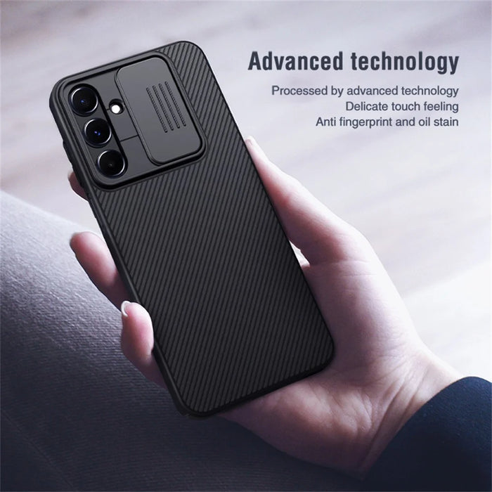 NILLKIN Camshield for Samsung Galaxy A16 5G Case Hard PC Twill Texture Phone Cover with Slide Camera Lid - Black - 7