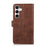 For Samsung Galaxy S25+ Case Split Leather Magnetic Wallet Phone Protector with Wrist Strap - Coffee - 7