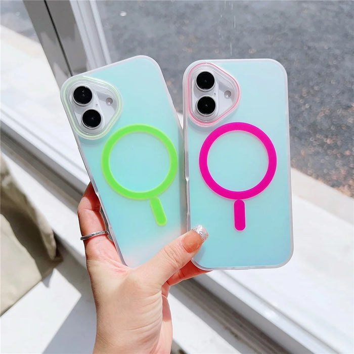 For iPhone 16 Plus Case Compatible with MagSafe Aurora Design TPU+PC Phone Cover - Grey - 2