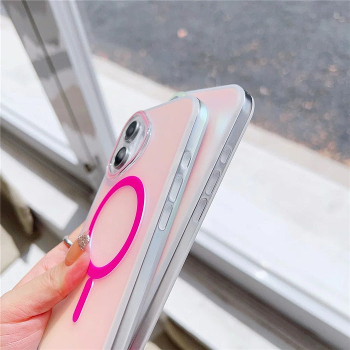 For iPhone 16 Plus Case Compatible with MagSafe Aurora Design TPU+PC Phone Cover - Grey - 3