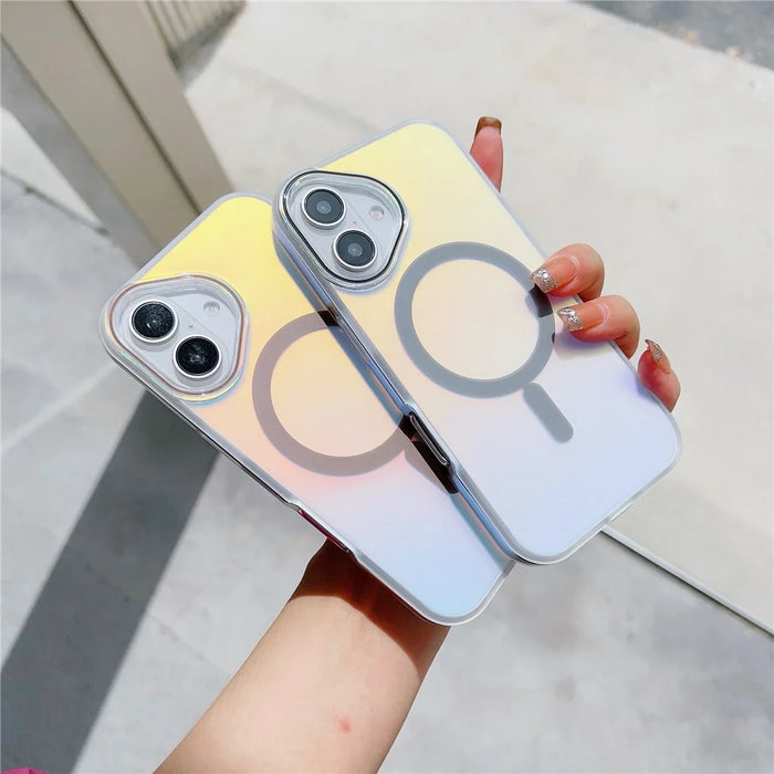 For iPhone 16 Plus Case Compatible with MagSafe Aurora Design TPU+PC Phone Cover - Grey - 5