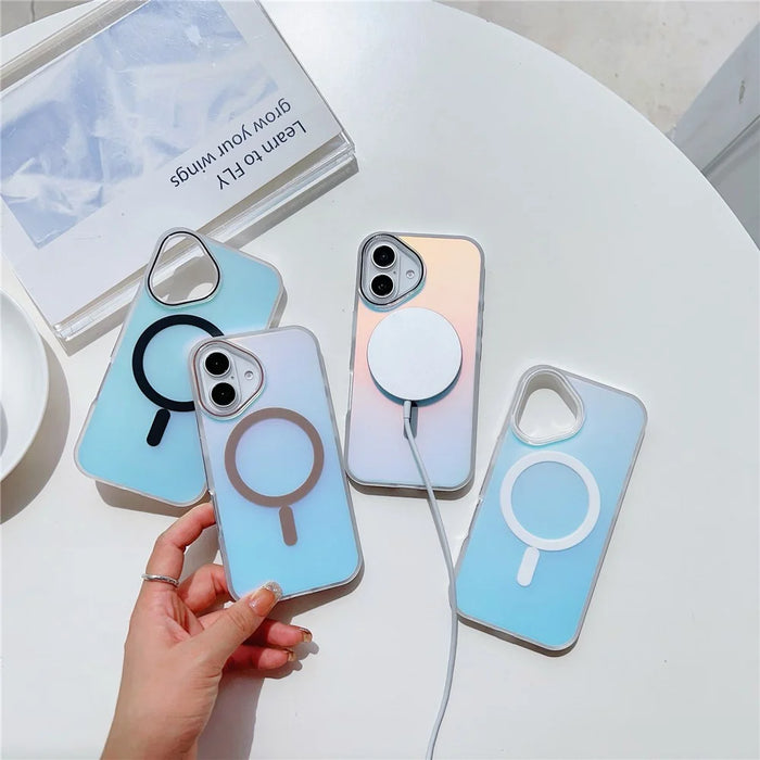 For iPhone 16 Plus Case Compatible with MagSafe Aurora Design TPU+PC Phone Cover - Grey - 6