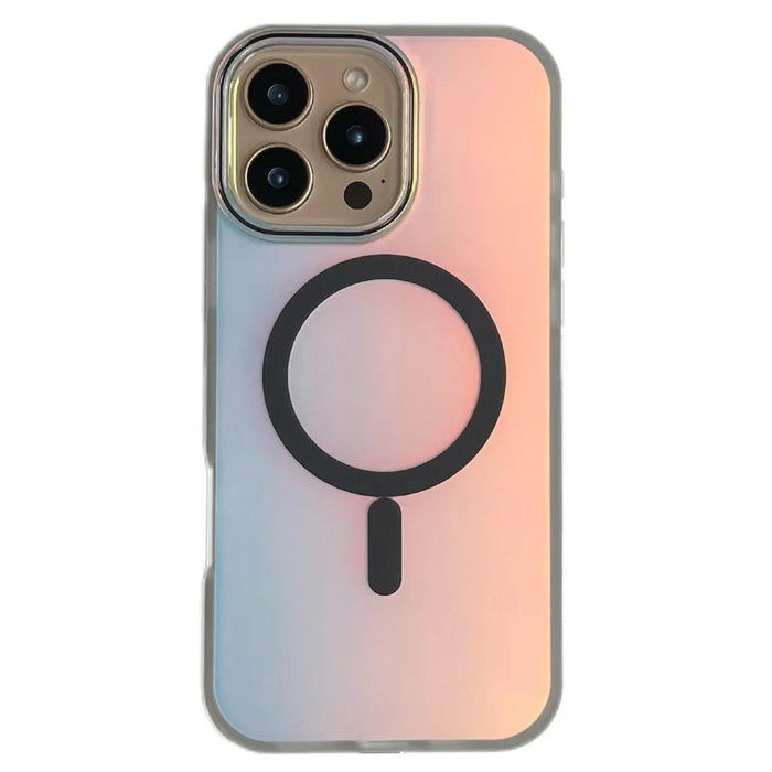 For iPhone 16 Pro Case Compatible with MagSafe Aurora Design TPU+PC Phone Cover - Black - 1