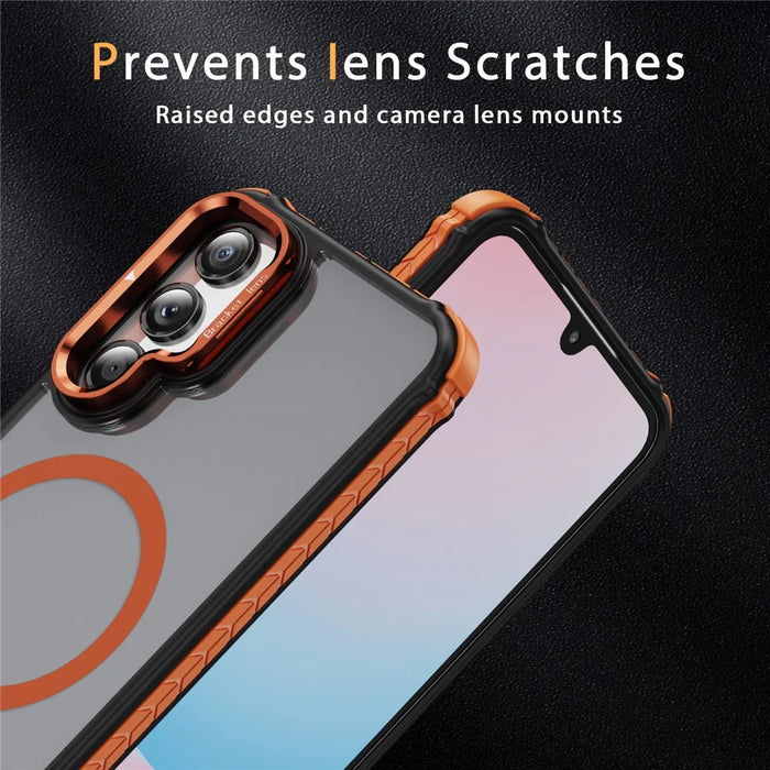 For Samsung Galaxy A16 5G Case with Lens Kickstand Matte Back Cover Magnetic Case - Orange - 6