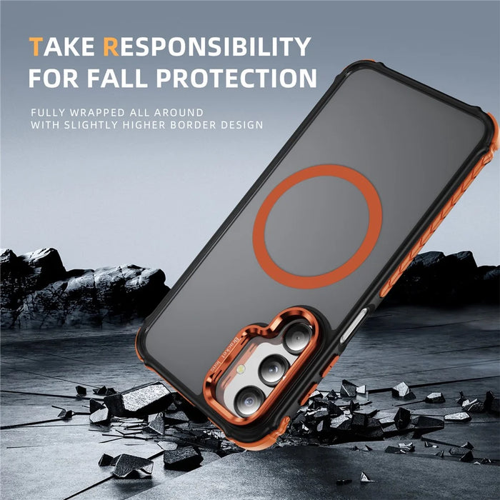 For Samsung Galaxy A16 5G Case with Lens Kickstand Matte Back Cover Magnetic Case - Orange - 7