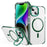 For iPhone 14 / 13 Clear Phone Case with Lens Kickstand Cover Compatible with MagSafe - Green - 1