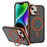 For iPhone 14 / 13 Case with Lens Kickstand Matte Back Cover Compatible with MagSafe - Orange - 1