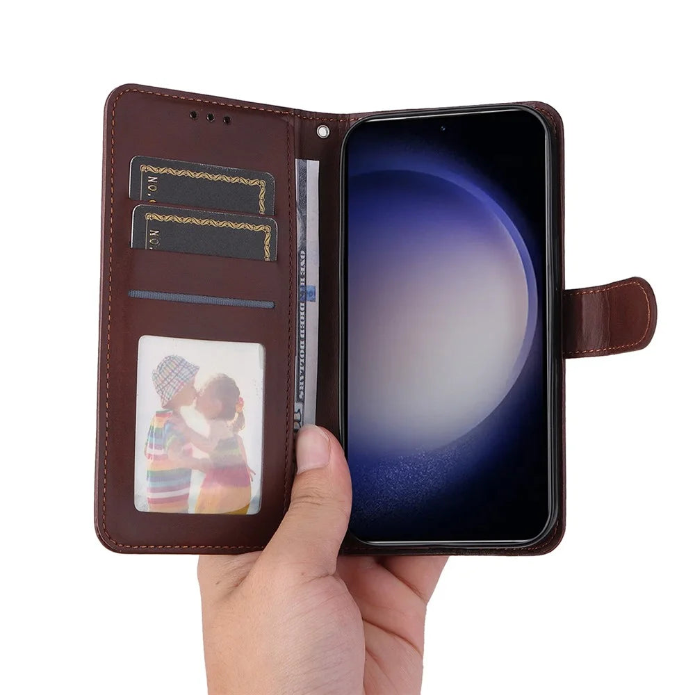 ENKAY For Samsung Galaxy S24 / Galaxy S25 PU Leather Wallet Case  HAT PRINCE Phone Stand Cover with Tempered Glass - Pink - 3