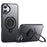 For iPhone 16 Plus Case Compatible with MagSafe Kickstand Matte PC+TPU Phone Cover with Silicone Ring - Black - 1