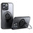 For iPhone 16 Pro Max Case Compatible with MagSafe Kickstand Matte PC+TPU Phone Cover with Silicone Ring - Black - 1