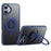 For iPhone 16 Case Compatible with MagSafe Kickstand Matte PC+TPU Phone Cover with Silicone Ring - Blue - 1