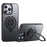 For iPhone 15 Pro Max Case Compatible with MagSafe Kickstand Matte PC+TPU Phone Cover with Silicone Ring - Black - 1
