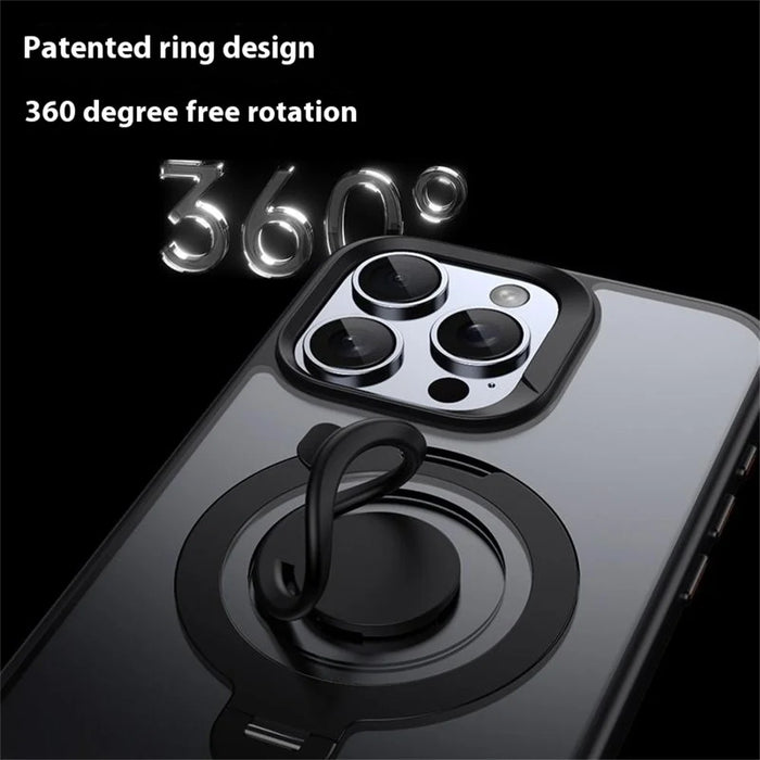 For iPhone 14 Pro Case Compatible with MagSafe Kickstand Matte PC+TPU Phone Cover with Silicone Ring - Gold - 3
