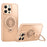 For iPhone 13 Pro Case Compatible with MagSafe Kickstand Matte PC+TPU Phone Cover with Silicone Ring - Gold - 1