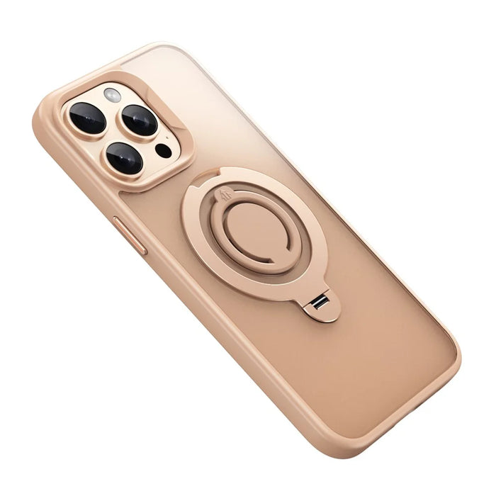 For iPhone 13 Pro Case Compatible with MagSafe Kickstand Matte PC+TPU Phone Cover with Silicone Ring - Gold - 2